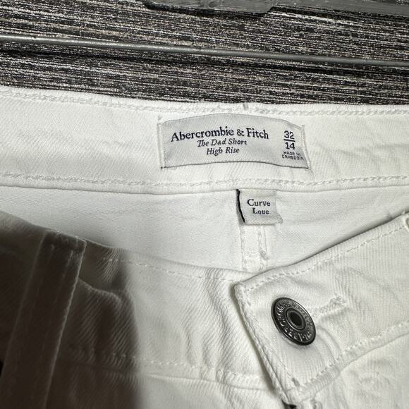 Abercrombie & Fitch Shorts Women's 32/14 White Dad Short High Rise Curve Love - Picture 2 of 9